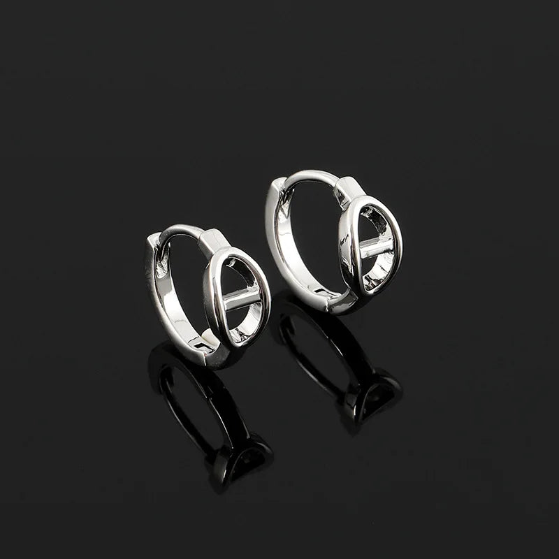 Elegant Silver Alloy Spiral Circle Hoop Stud & Clip On No Piercing Geometric Commuter Earrings