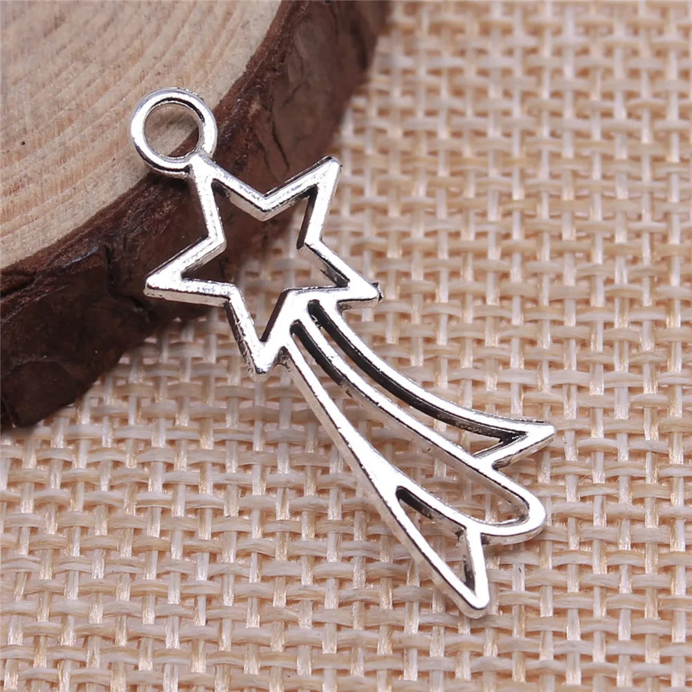 30x12mm 1.3g Multicolor Zinc Alloy Five-Point Star Comet Charm Pendant for DIY Jewelry Making