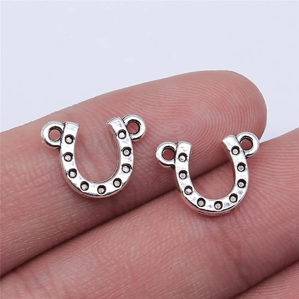 14x11mm 0.65g Antique Silver Zinc Alloy Horseshoe Connector Charm for DIY Bracelet Necklace Making