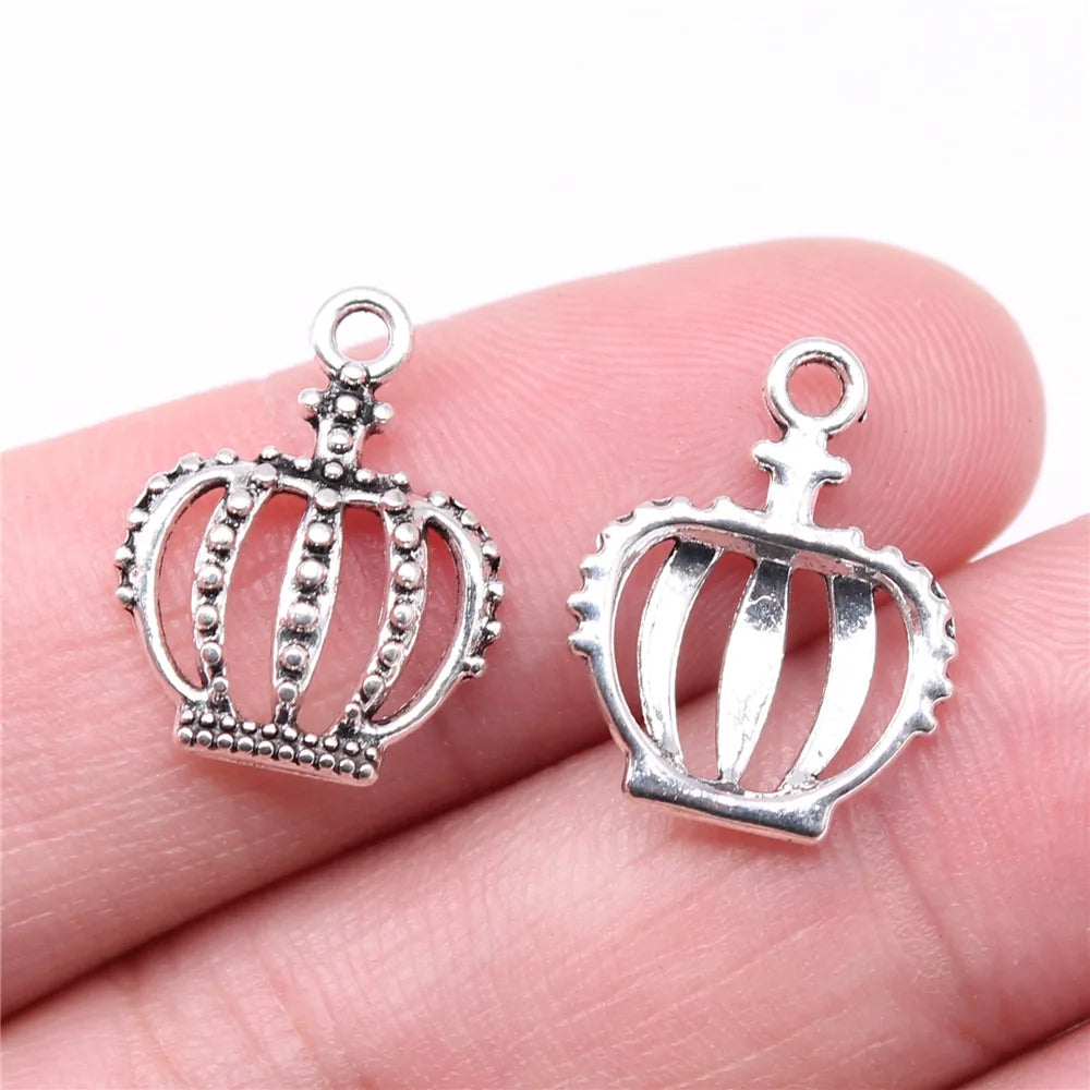 18x14mm 0.8g Antique Silver Zinc Alloy Crown Charm Pendant for DIY Necklace Bracelet Making