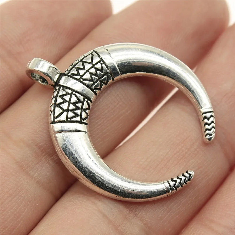 34x27mm 4.7g Multicolor Zinc Alloy Horn Crescent Moon Charm Pendant for DIY Jewelry Making