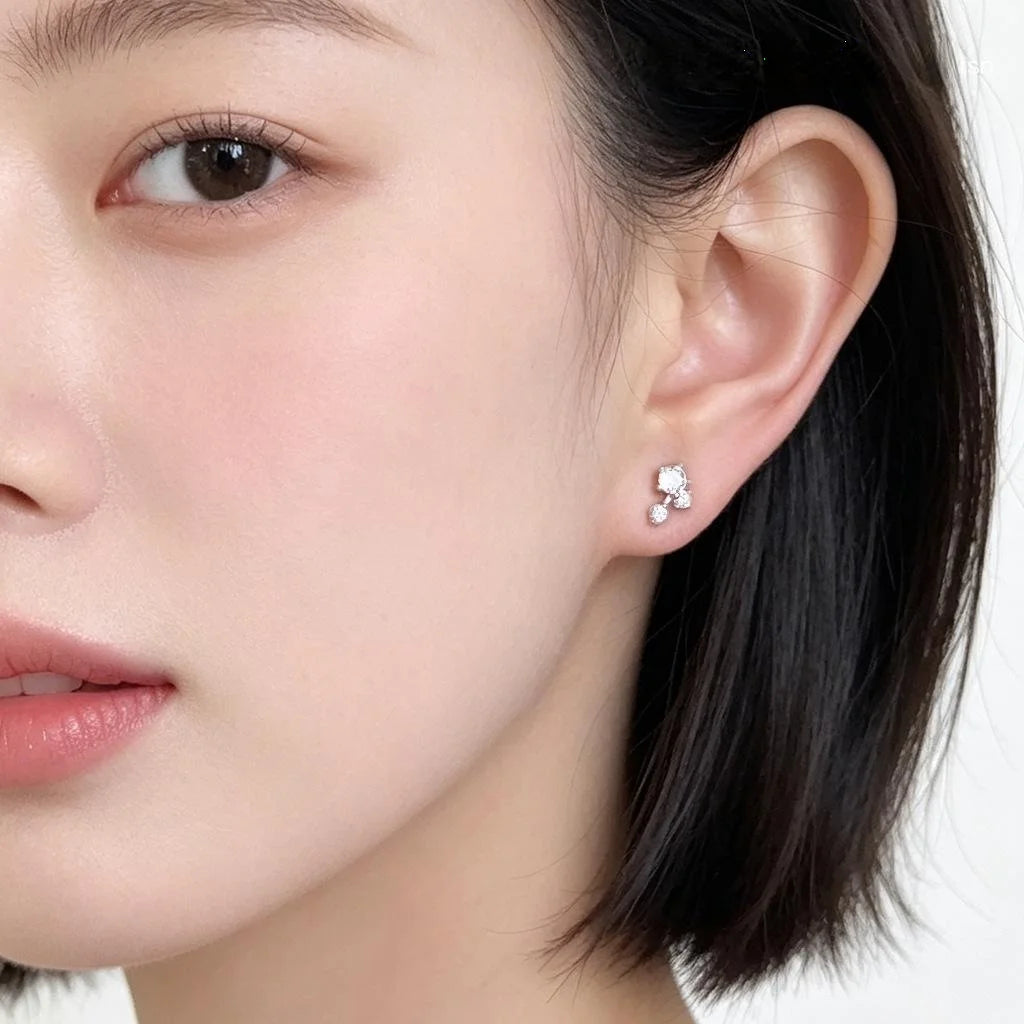 Minimalist Micro Pave Zircon Flower Stud Earrings Eco-Friendly Copper Light Luxury Geometric Jewelry