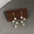 Handmade Freshwater Pearl 14K Plated Zigzag Constellation Stud Earrings Style