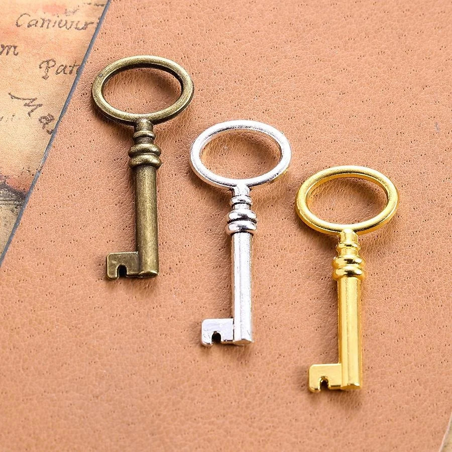 41x17MM Zinc Alloy Oval Double Sided Key Charm Pendant for DIY Necklace Bracelet Jewelry Making
