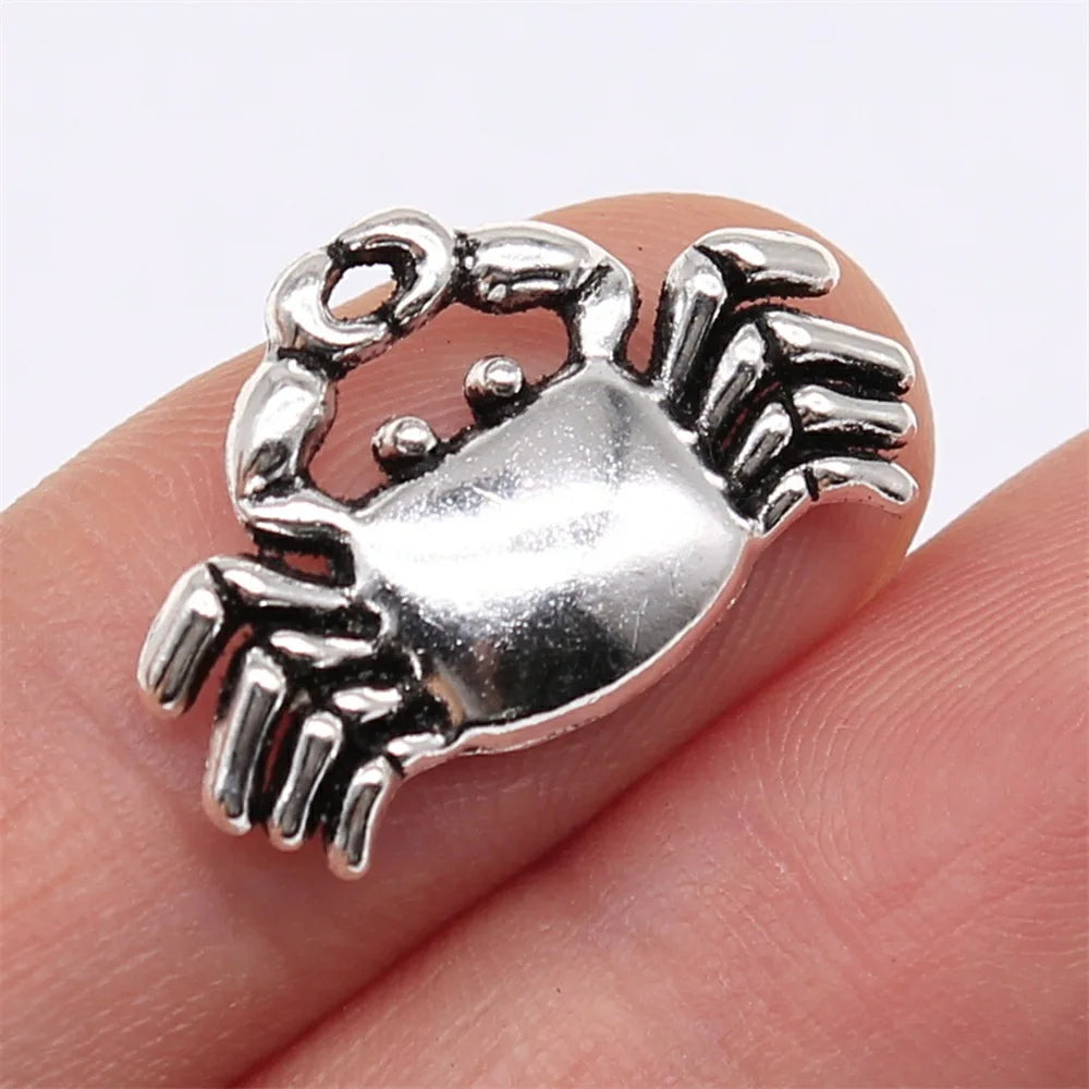 22x14mm 1.4g Multicolor Zinc Alloy Crab Charm Pendant for Beach Theme DIY Necklace Bracelet Making