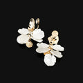 Elegant Gold Alloy Shell Petal Baroque Pearl Drop Stud & Clip On No Piercing Women's Earrings