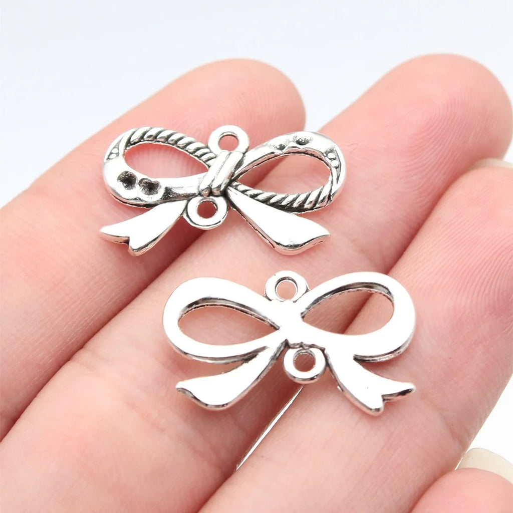 23x13mm 1.35g Antique Silver Zinc Alloy Bowknot Butterfly Connector Charm for DIY Jewelry Making