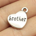 15x18mm 2.8g Antique Silver Zinc Alloy Brother Heart Charm Pendant for DIY Bracelet Necklace Making