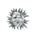 Elegant Gold Plated Alloy Sun Goddess Moon Face Brooch, Vintage Celestial Lapel Pin For Suit Accessory