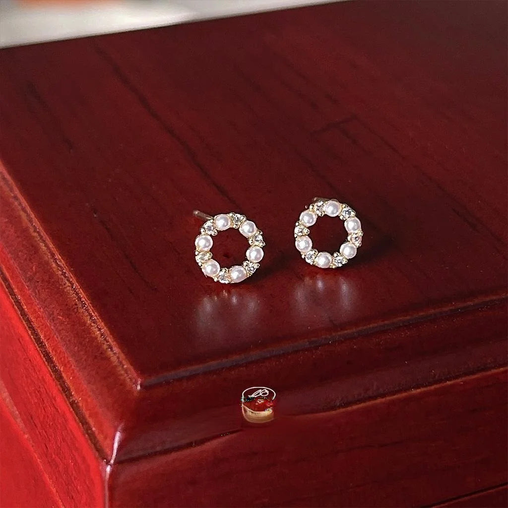 Mini Round Micro Pave Zircon 14K Plated Copper Stud Earrings For Minimalist Daily Wear