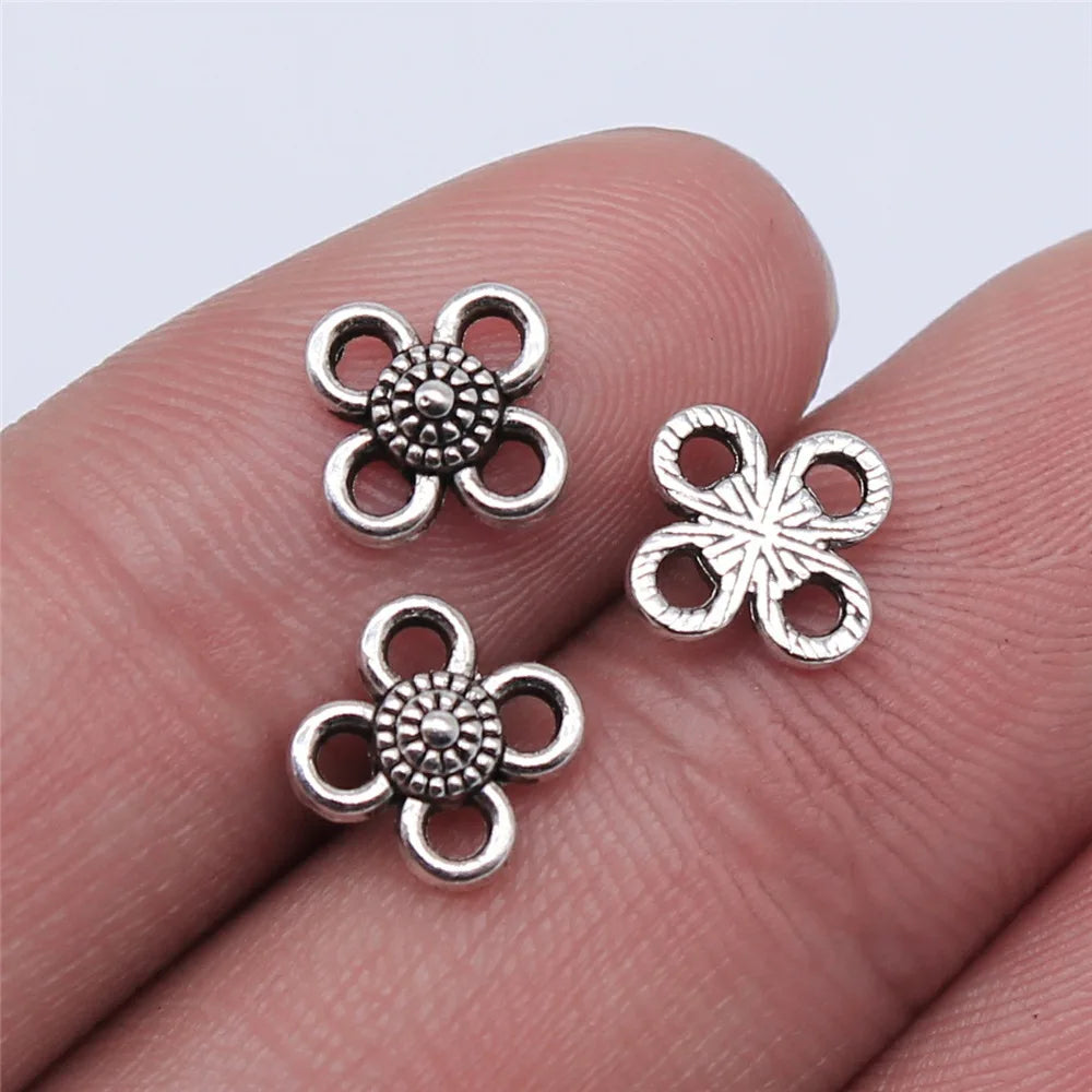 8x8mm 0.4g Multicolor Zinc Alloy Flower Connector Charm for DIY Bracelet Necklace Jewelry Making