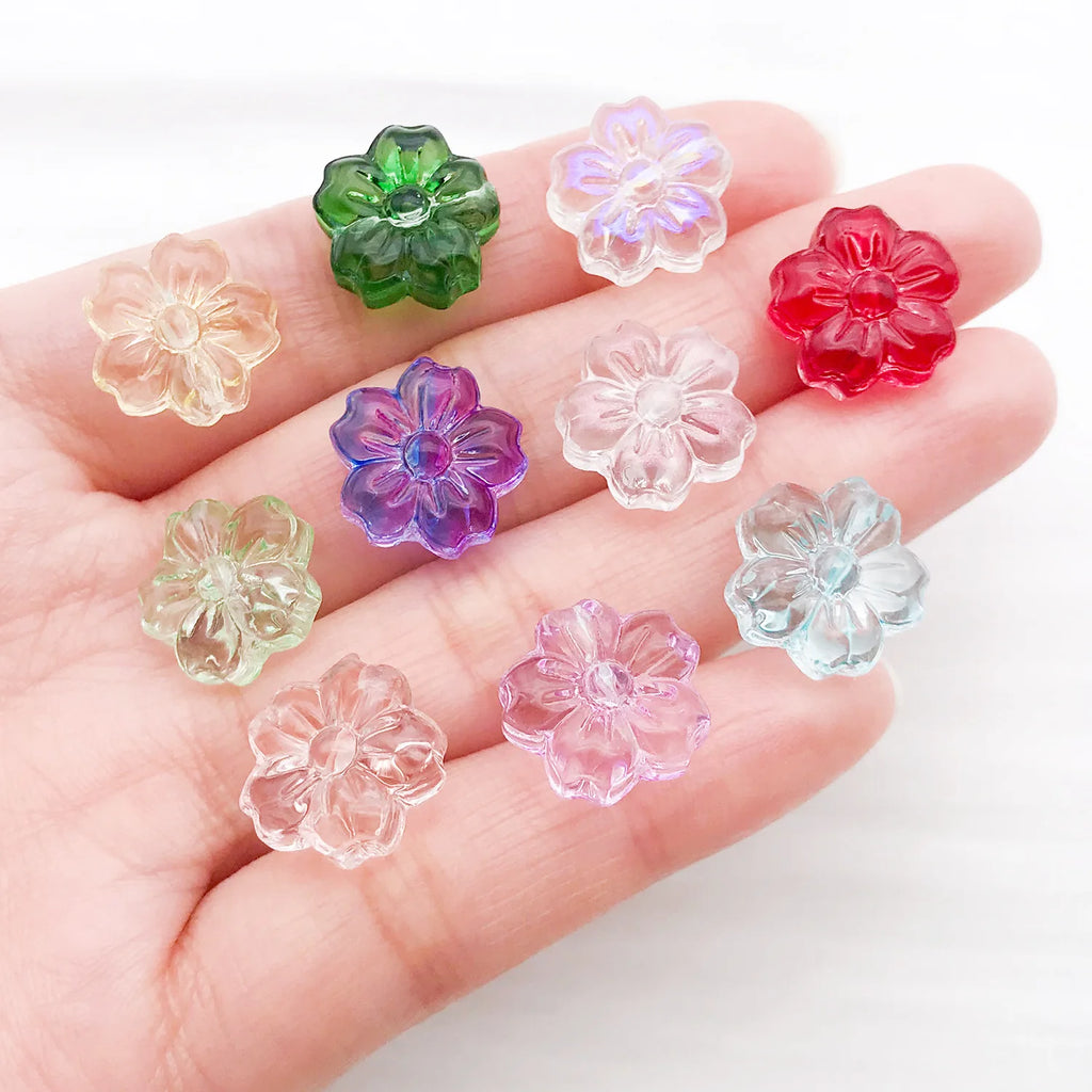 Glass Sakura Five Petal Flower Loose Beads for DIY Bracelet Necklace Jewelry Making