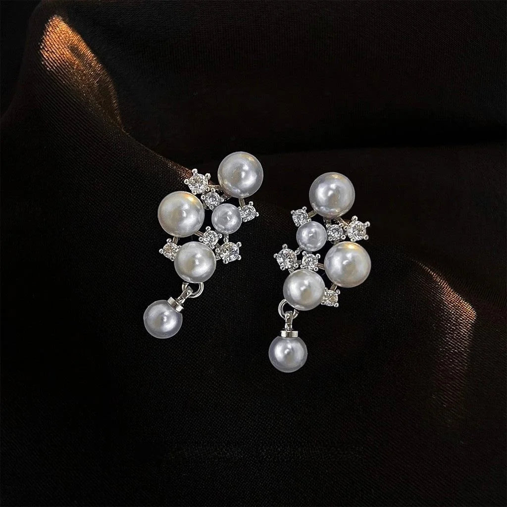 Copper Pearl Tassel Drop Earrings Geometric Luxury Fashion Jewelry