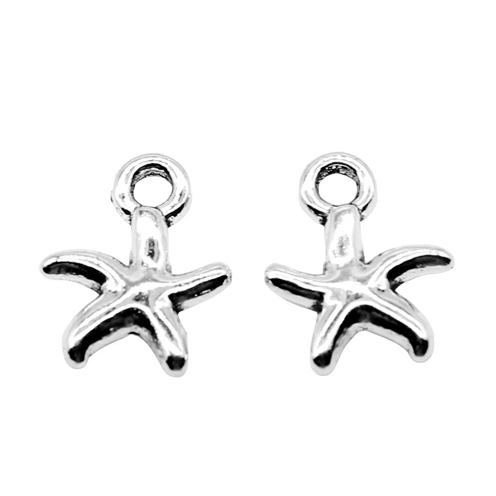 12x10mm 0.64g Multicolor Zinc Alloy Starfish Charm Pendant for Ocean Theme Jewelry Making