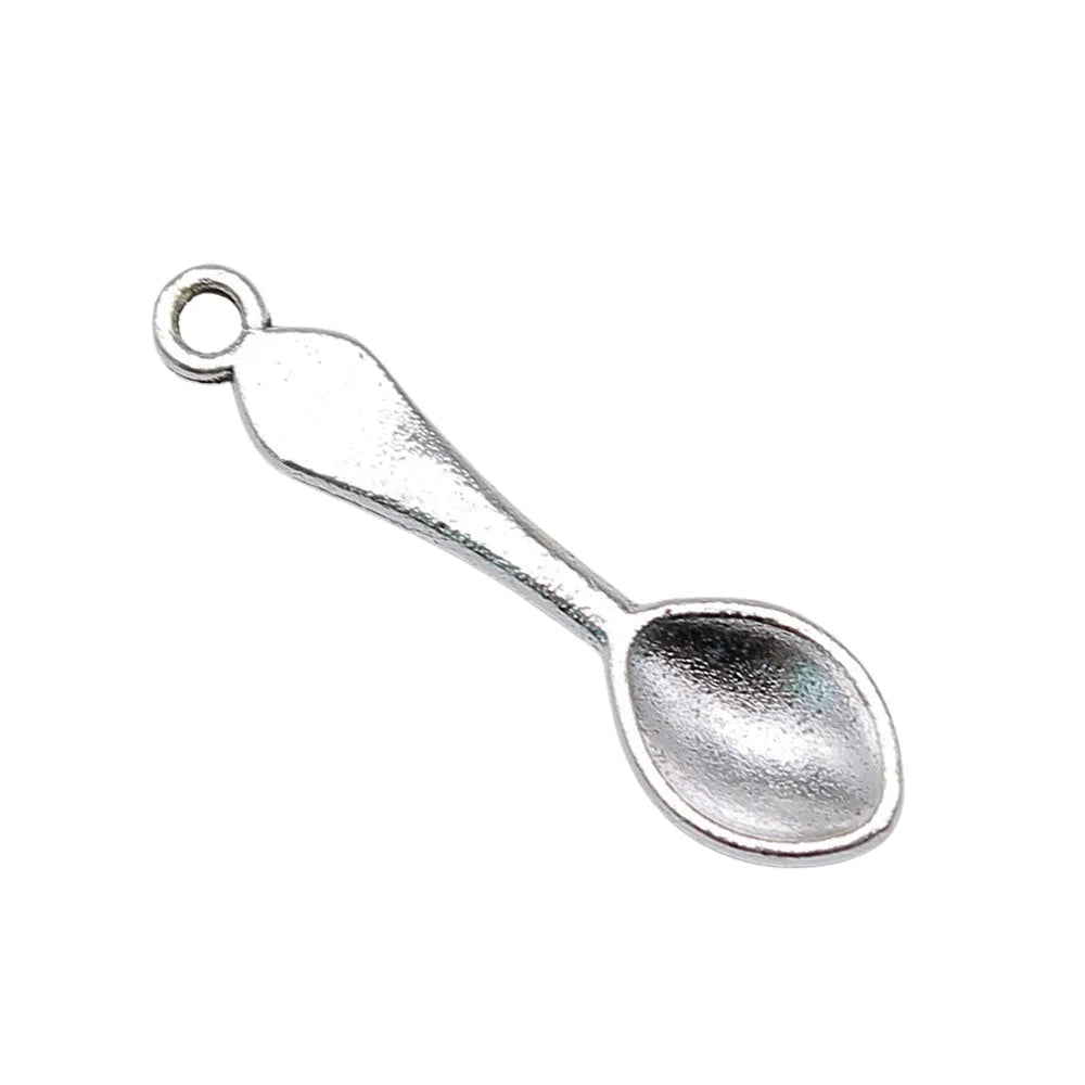 7x26mm 0.7g Multicolor Zinc Alloy Spoon Charm Pendant for Food Theme Bracelet Necklace Making