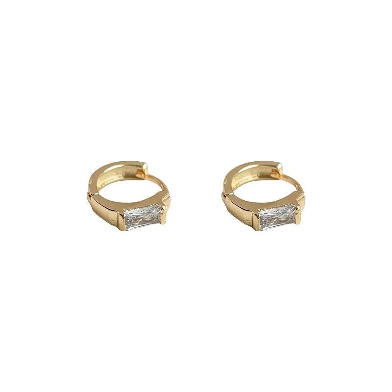 Minimalist Copper Round Geometric Micro Pave Zircon Drop Earrings For Women