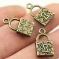18x10mm 2.1g Antique Bronze Zinc Alloy Small Lock Charm Pendant for DIY Necklace Bracelet Jewelry