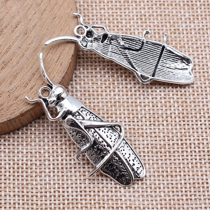 50x19mm 3.1g Antique Silver Zinc Alloy Longhorn Beetle Charm Pendant for DIY Necklace Bracelet Jewelry