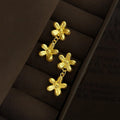 Light Luxury 14K Gold Plated Copper Flower Drop Earrings