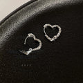 Minimalist Metal Textured Heart Drop Earrings, Chic Cold Style Niche Design Jewelry