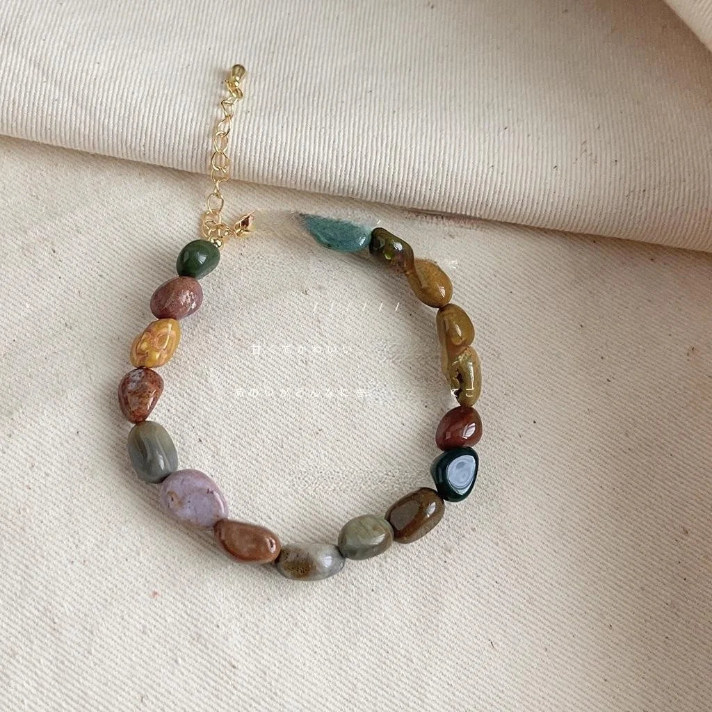 Natural Stone Handmade Irregular Geometric New Chinese Style Bracelet For Women