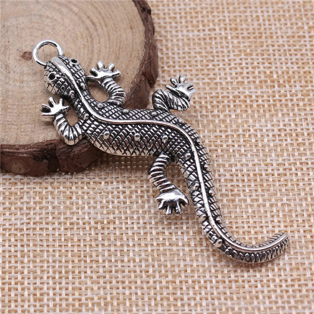 71x30mm 7g Multicolor Zinc Alloy Gecko Lizard Charm Pendant for DIY Necklace Bracelet Making