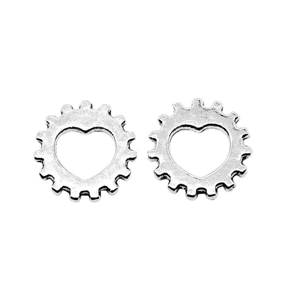 12mm 0.6g Zinc Alloy Gear Heart Charm Pendant for DIY Bracelet Necklace Jewelry Making