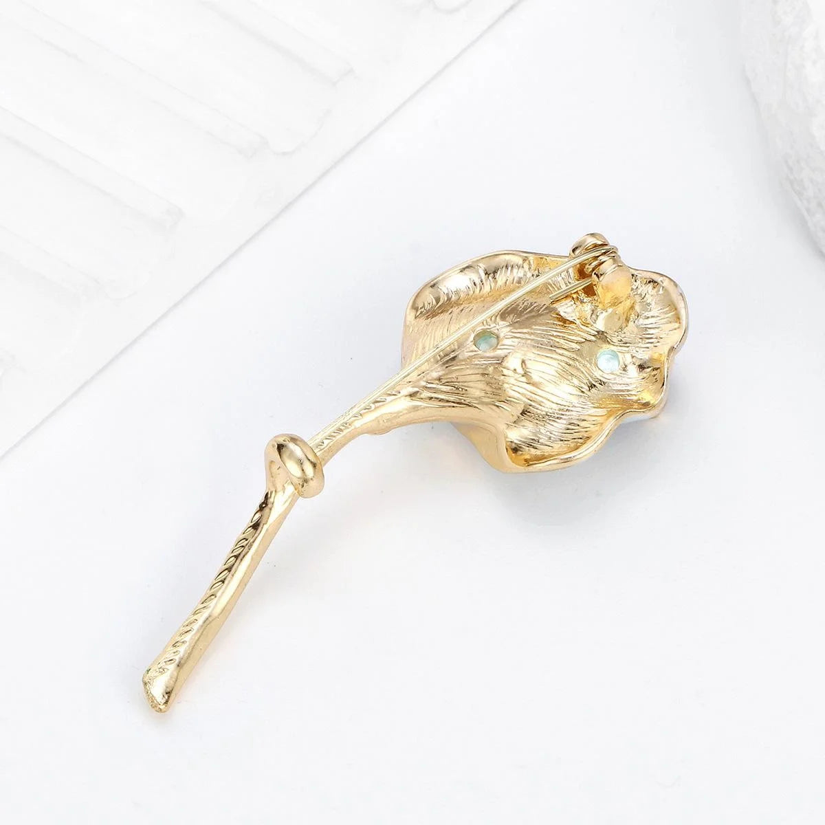 Elegant Calla Lily Flower Brooch With Blue Zircon Mother Of Pearl Petals, Luxury Lapel Pin Suit Corsage Gift
