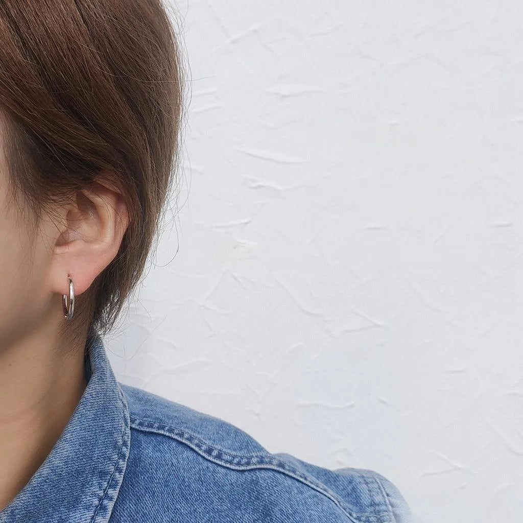 Korean Style Real Gold Plated Copper Small Round Hoop Earrings Minimalist Daily Thin Huggie Hoops