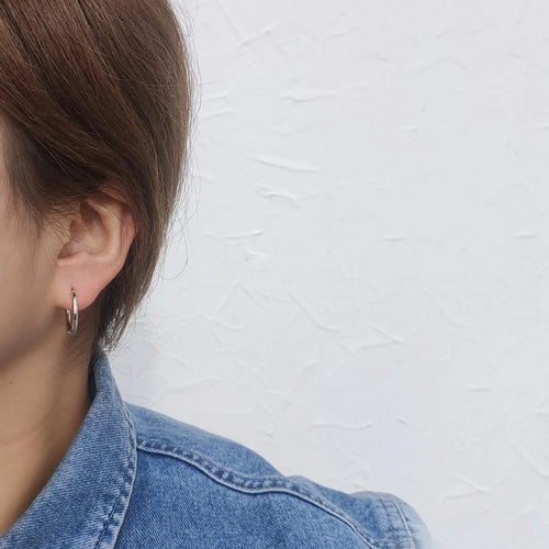 Korean Style Real Gold Plated Copper Small Round Hoop Earrings Minimalist Daily Thin Huggie Hoops