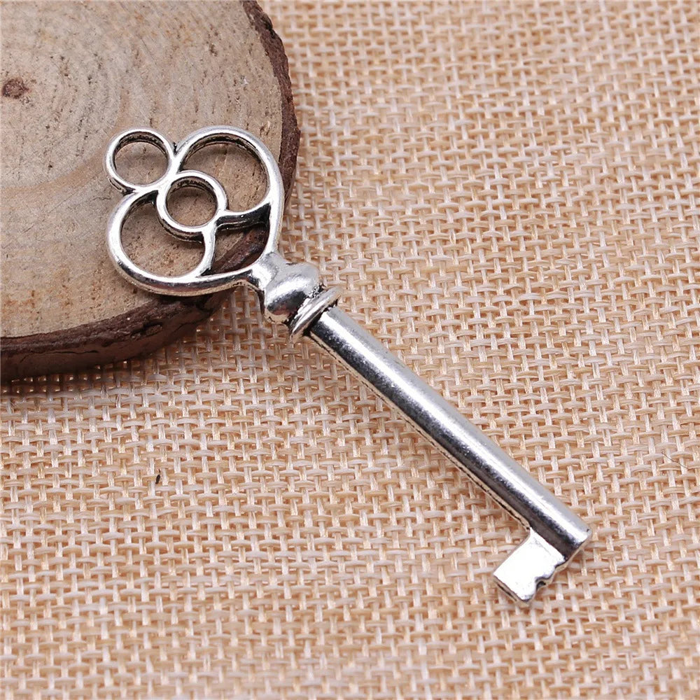 60mm 4.7g Multicolor Zinc Alloy Key Charm Pendant for DIY Necklace Bracelet Jewelry Making