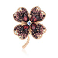 Luxury Green Rhinestone Four Leaf Clover Brooch, Gold Tone Alloy Lucky Lapel Pin Corsage Suit Accessory Gift