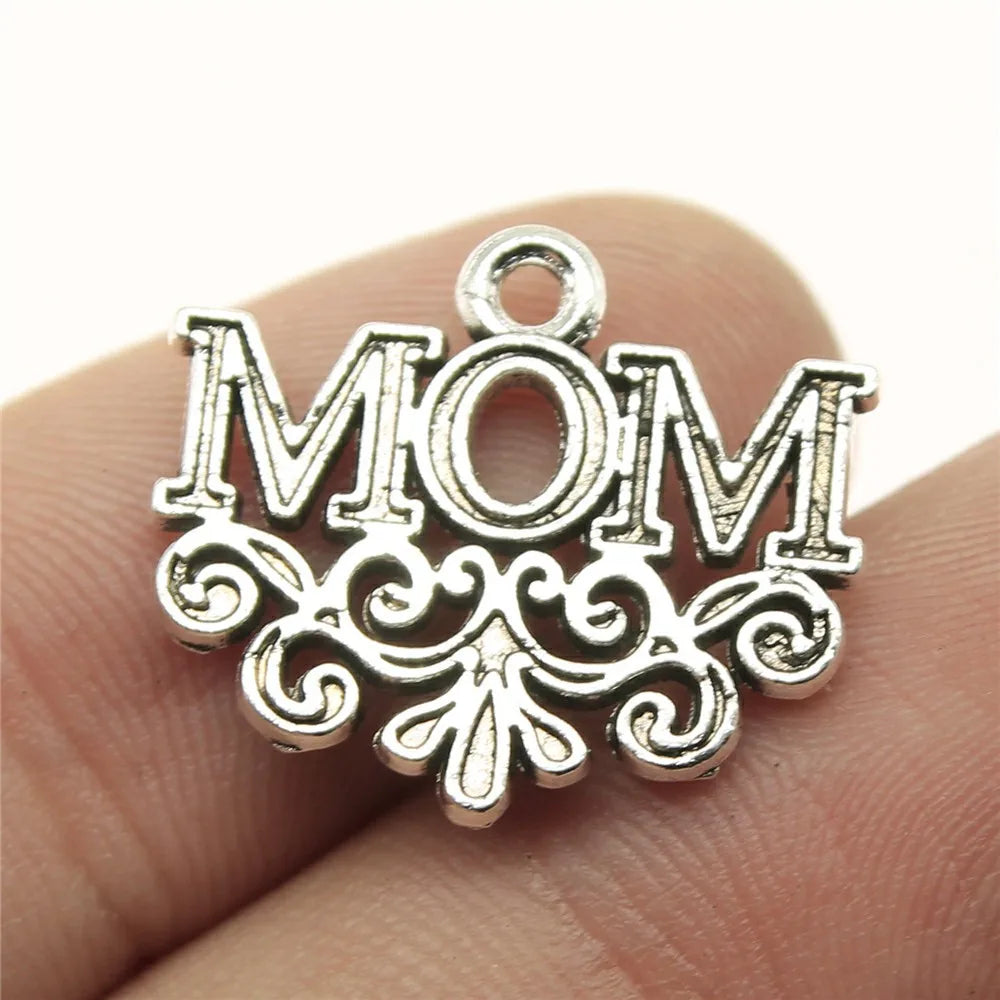 20x17mm 1.8g Multicolor Zinc Alloy MOM Cloud Shape Letter Charm Pendant for DIY Bracelet Necklace Making