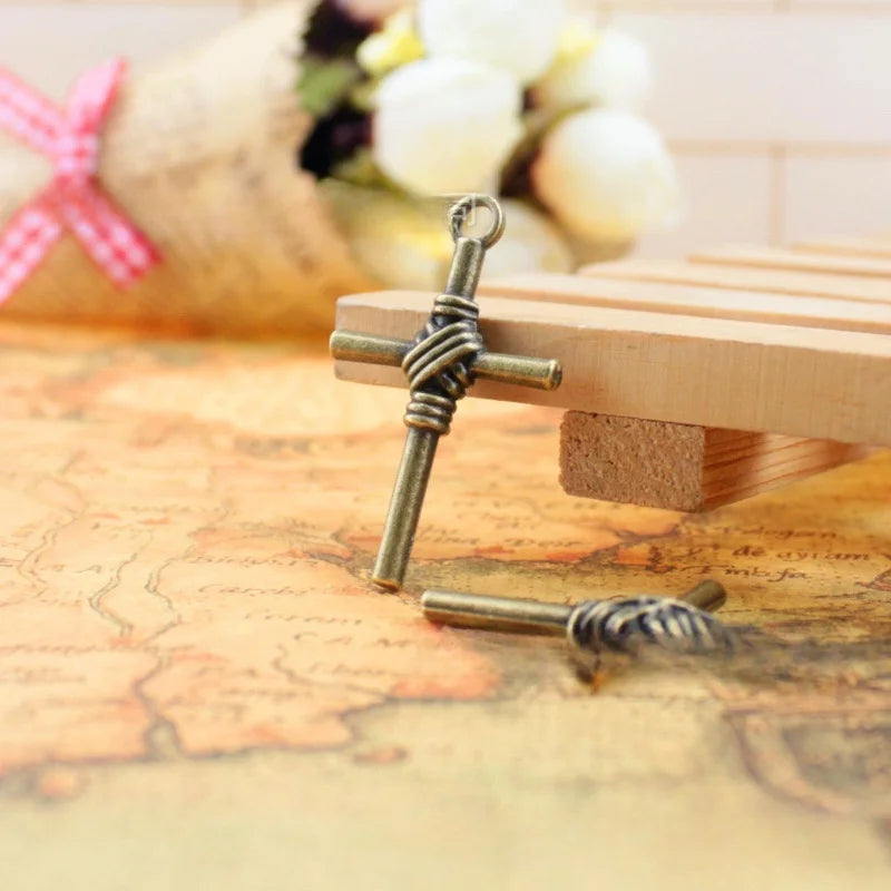 40x25MM Antique Silver Zinc Alloy Cross Charm Pendant for DIY Necklace Bracelet Jewelry Making