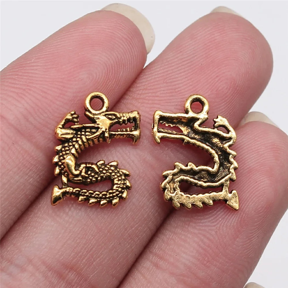 17x13mm 0.8g Multicolor Zinc Alloy Dragon Charm Pendant for DIY Jewelry and Clothing Accessories