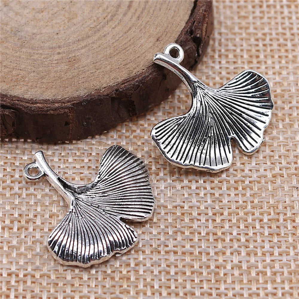 24x23mm 2.7g Multicolor Zinc Alloy Ginkgo Leaf Charm Pendant for DIY Necklace Bracelet Making