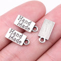 15x7mm 0.8g Antique Silver Zinc Alloy hand made Word Tag Letter Charm Pendant for DIY Jewelry Making