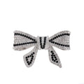 Elegant Black White Rhinestone Bow Brooch, Luxury Alloy Lapel Pin Corsage For Suit Coat Gift