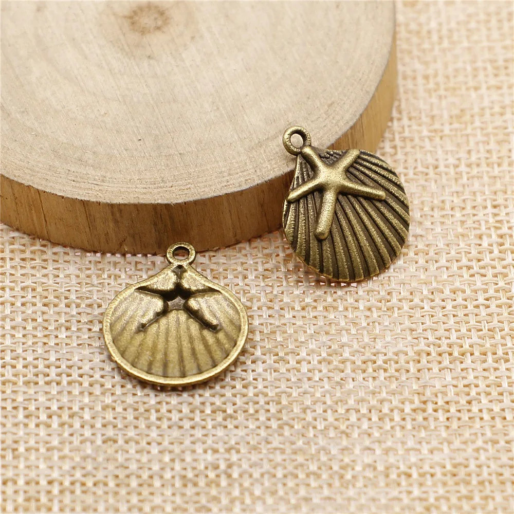 22x18mm 2g Multicolor Zinc Alloy Starfish Shell Charm Pendant for DIY Necklace Bracelet Making