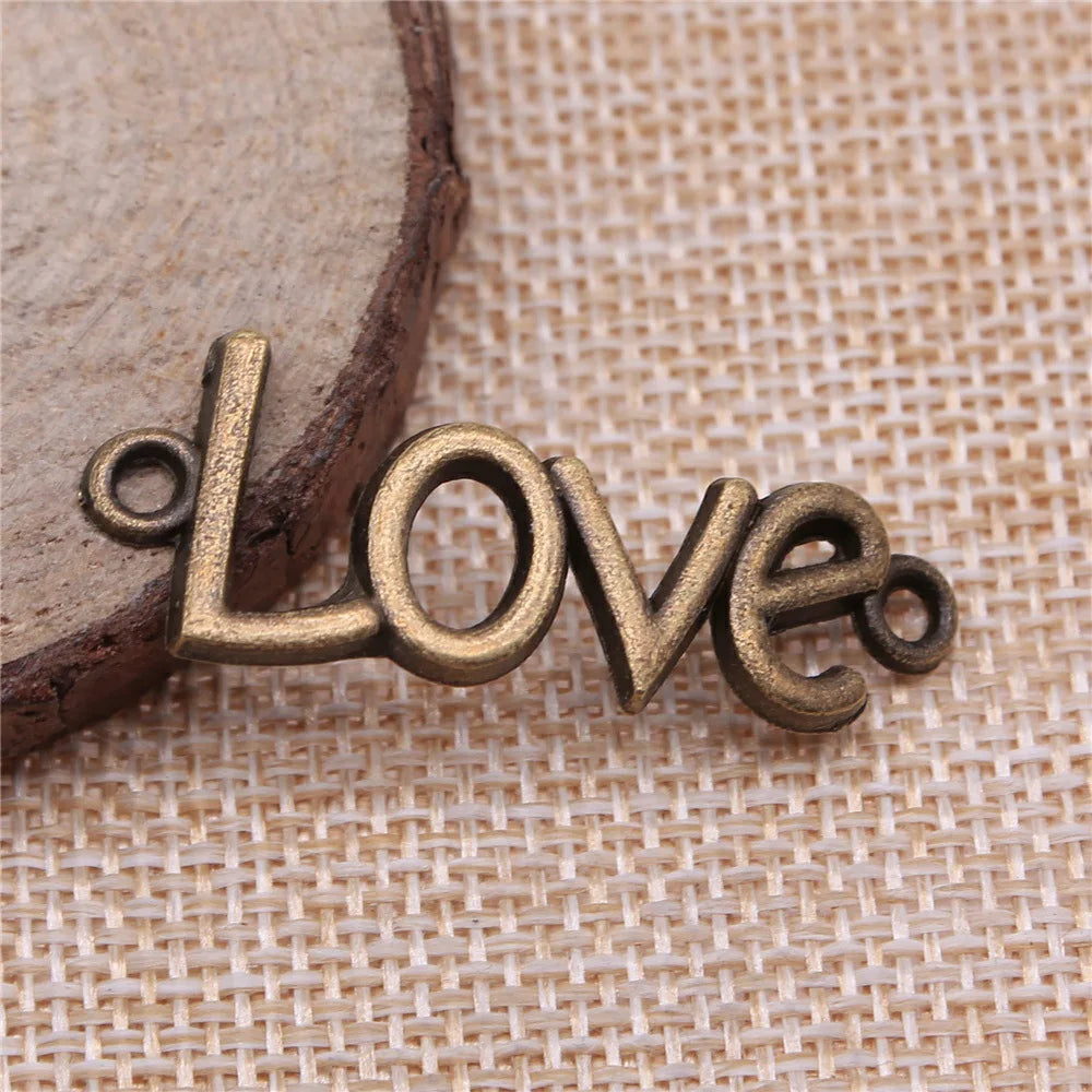 41x16mm 2.7g Multicolor Zinc Alloy Love Word Letter Connector Charm for DIY Bracelet Necklace Making