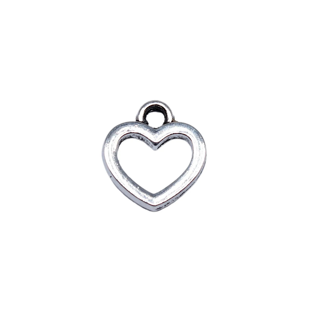 11x10mm 0.37g Antique silver zinc alloy Hollow Small Heart charm pendant for DIY bracelet necklace