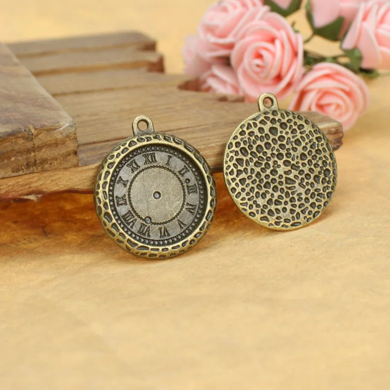 26MM Antique Silver Zinc Alloy Clock Charm Pendant for DIY Necklace Bracelet Jewelry Making