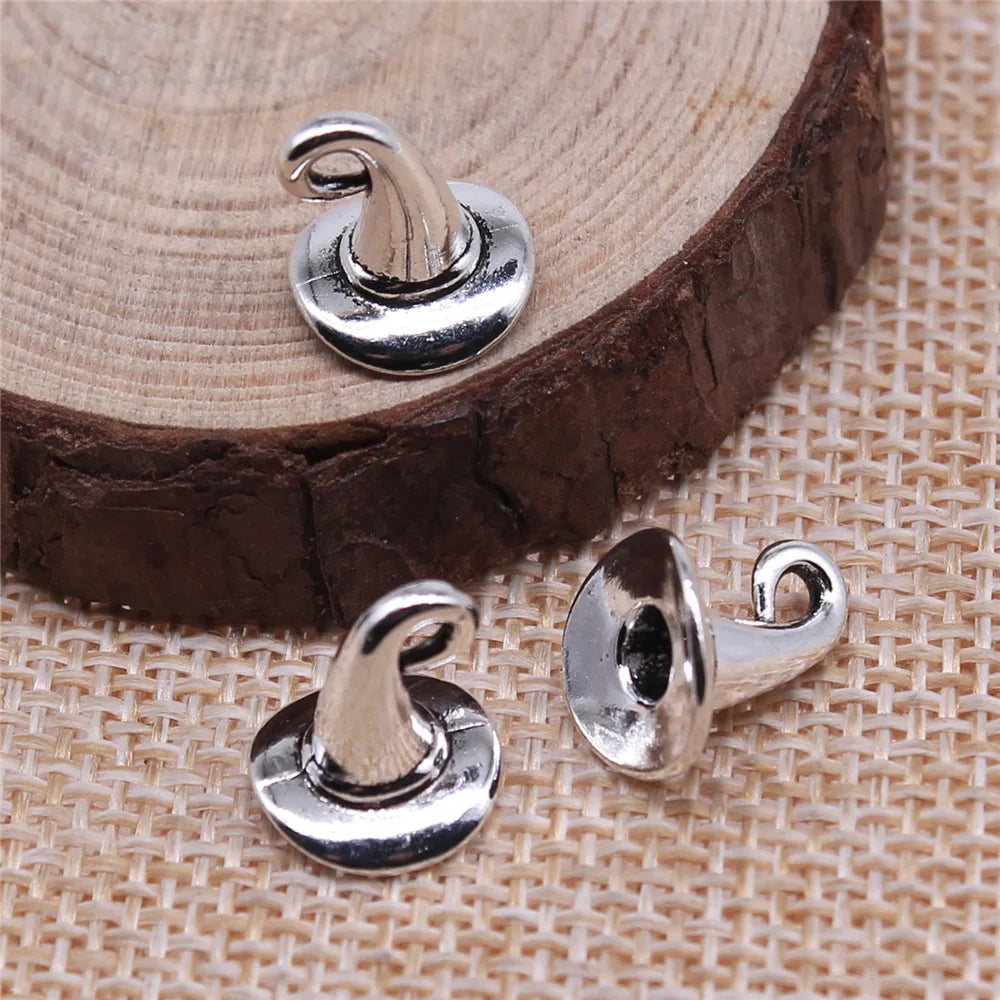 10x10mm 1.2g Antique Silver Zinc Alloy Wizard Hat Charm Pendant for DIY Necklace Bracelet Making