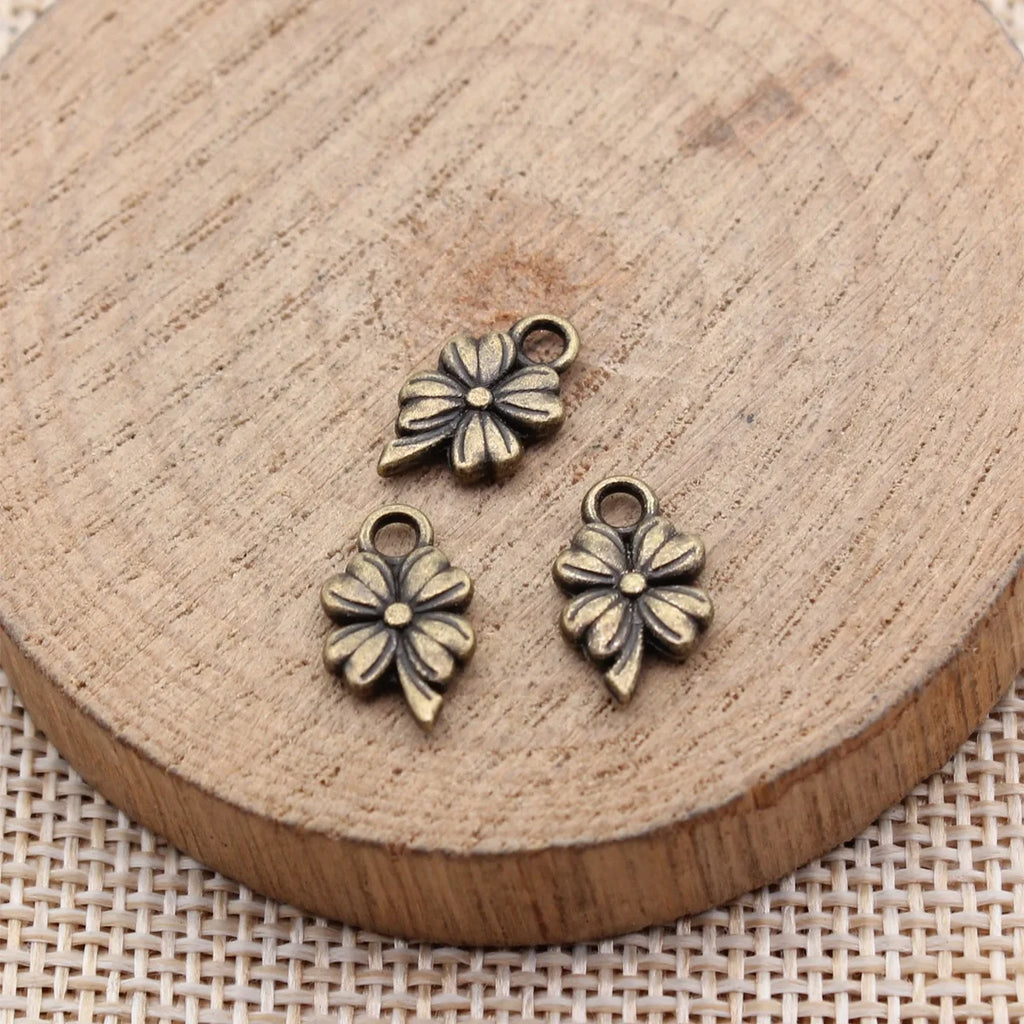 13x8mm 0.69g Multicolor Zinc Alloy Four Leaf Clover Charm Pendant for DIY Bracelet Necklace Jewelry