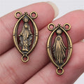 25x13mm 1.8g Multicolor Zinc Alloy Virgin Mary Connector Charm Pendant for DIY Rosary Jewelry Making