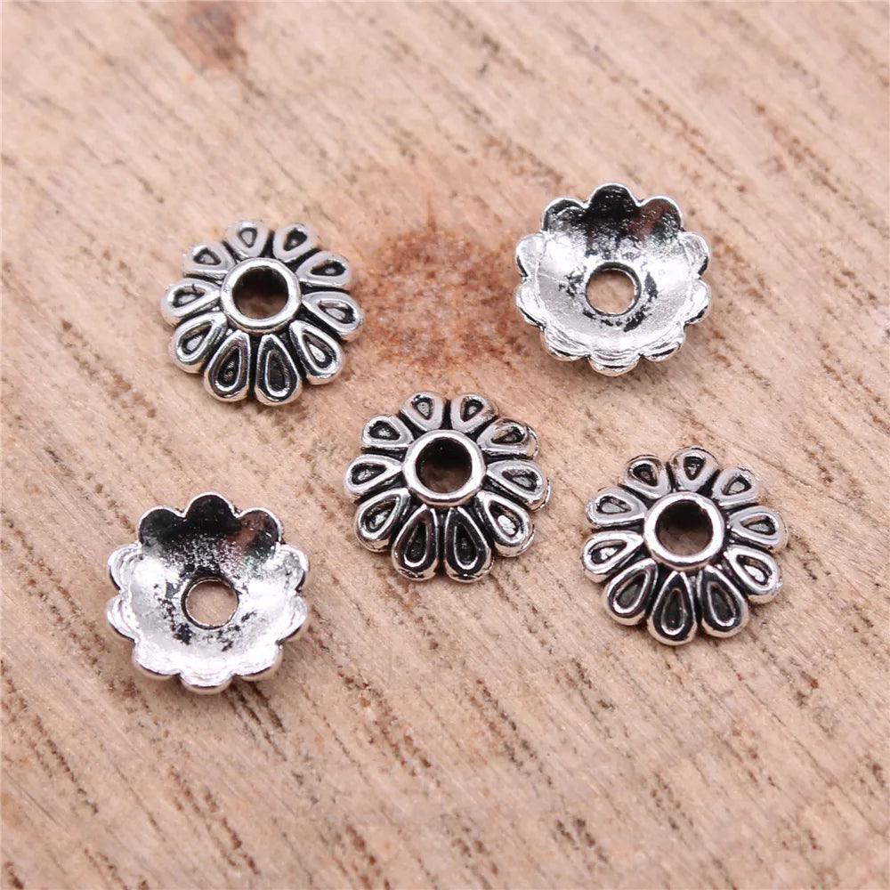 8x8x3mm 0.21g Multicolor Zinc Alloy Flower Bead Caps Spacer Findings for DIY Bracelet Jewelry Making