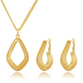 Luxury 24K Gold Plated Alloy Irregular Teardrop Pendant Necklace And Earrings Jewelry Set For Bridal Wedding Party