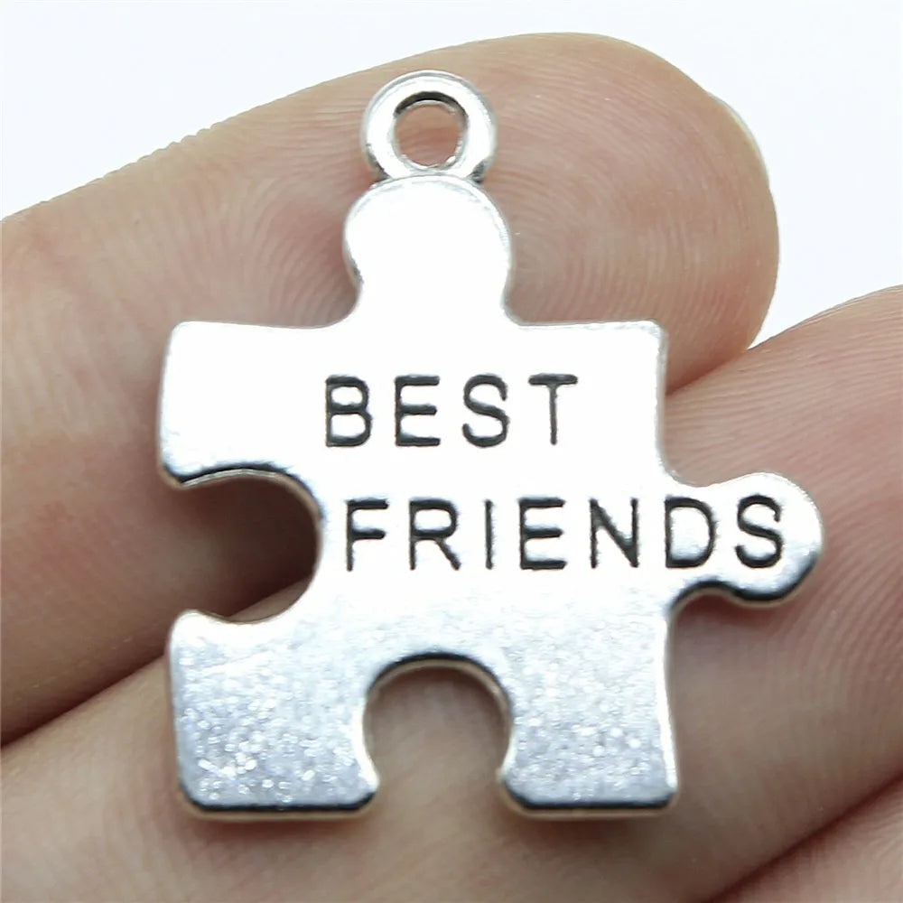 27x24mm 3.4g Zinc Alloy best friends Puzzle Letter Charm Pendant for Friendship Bracelet Necklace Making