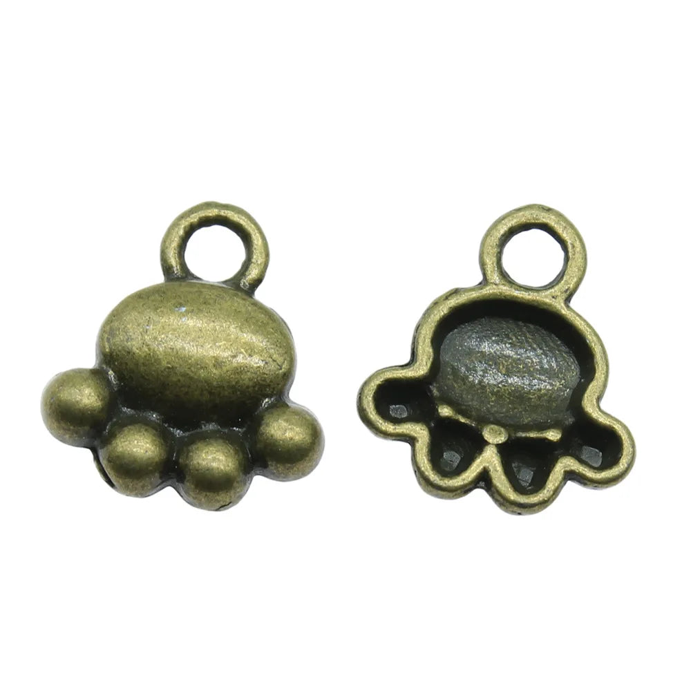 14x12mm 0.8g Antique Bronze Zinc Alloy Paw Charm Pendant for DIY Cute Animal Jewelry Making