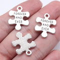 22x18mm 2g Antique Silver Zinc Alloy Friendship Puzzle Charm Pendant for DIY Couple Bracelet Necklace
